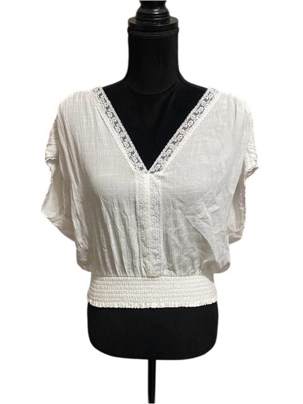 Lily Star Lace-Trim Smocked Waist Top - Picture 2 of 5